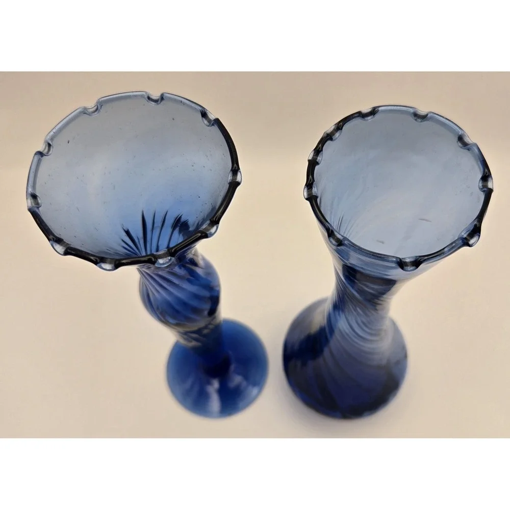 Vintage Bud Vases Cobalt Blue Hand Blown 2 Styles Approx. 8.5